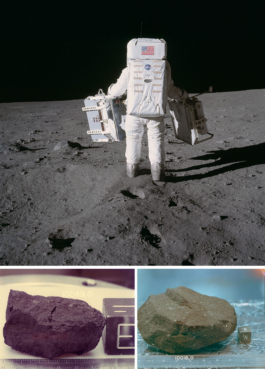 Astronaut and Moon samples